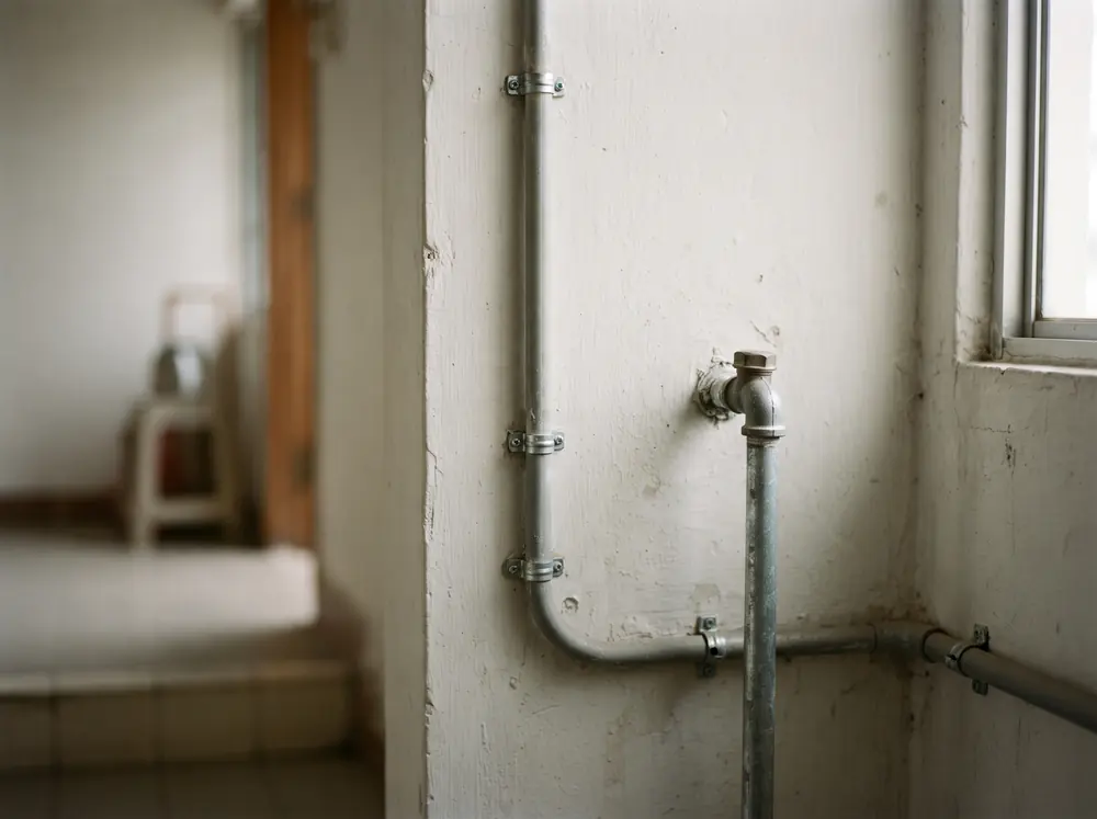 Exposed electrical conduit and a capped water pipe, the hidden work behind a BTO renovation cost