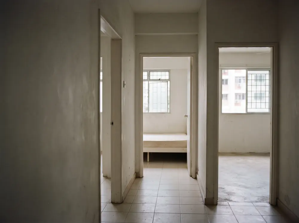 Doorways along a corridor showing the room sizes an HDB renovation works with